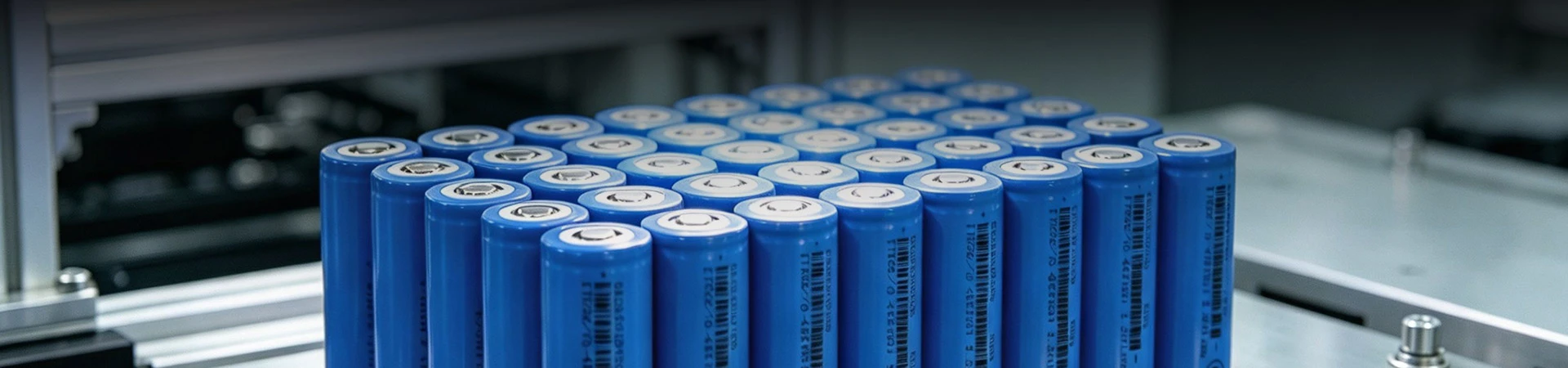 21700 cylindrical lithium battery cells on automated production line