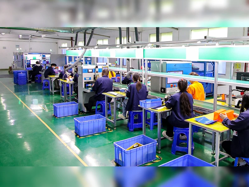 Lithium battery PACK workshop with production operators on assembly lines Lithium battery PACK workshop with production operators on assembly lines
