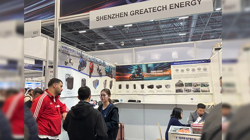Greatech booth with visitors at electric two-wheeler battery exhibition Greatech booth with visitors at electric two-wheeler battery exhibition